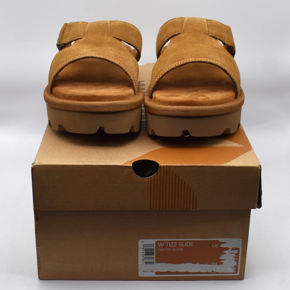 Koolaburra by UGG Womens Tizz Suede Platform Slides Chestnut Size 7 NEW 1167751 - Picture 3 of 11